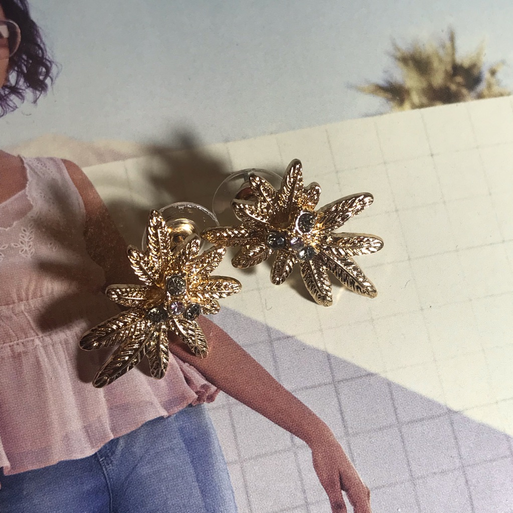 New Gold Tone Leafy Earrings